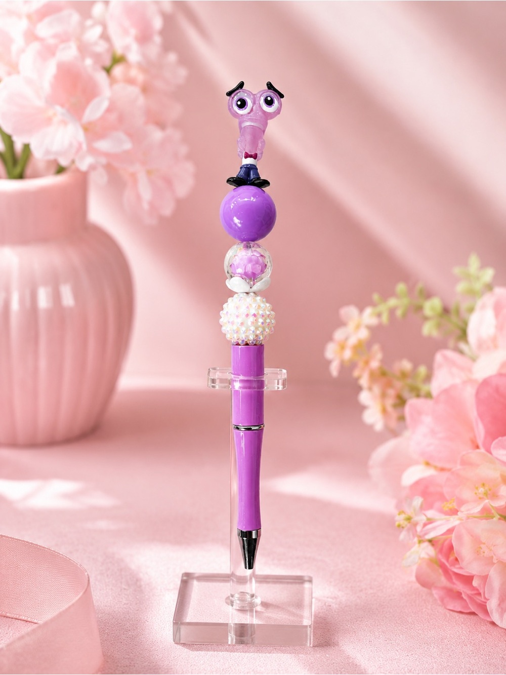 Fear Inside Out Disney Doorables Beadable Pen | Handmade Purple Beaded Pen